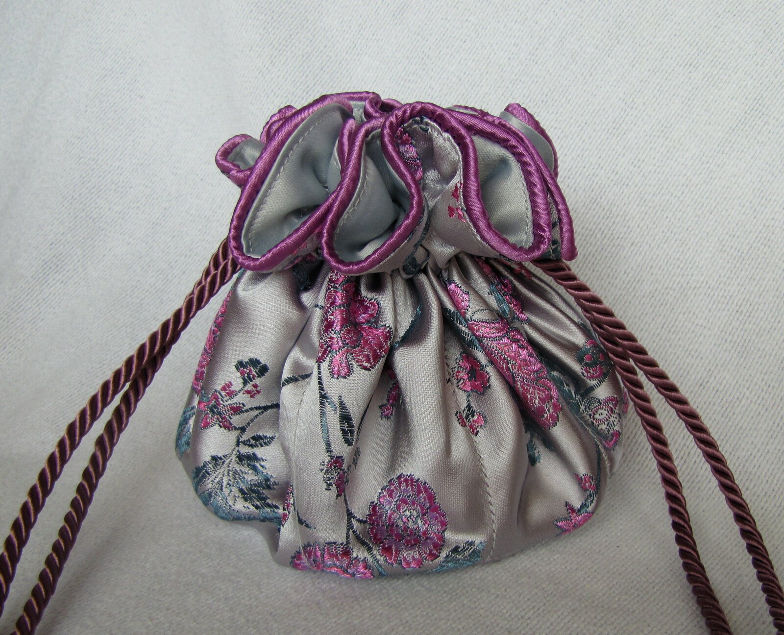 Brocade Jewelry Tote - Luxury Size - Jewelry Bag - Pouch for Jewelry - SMOKY PINK