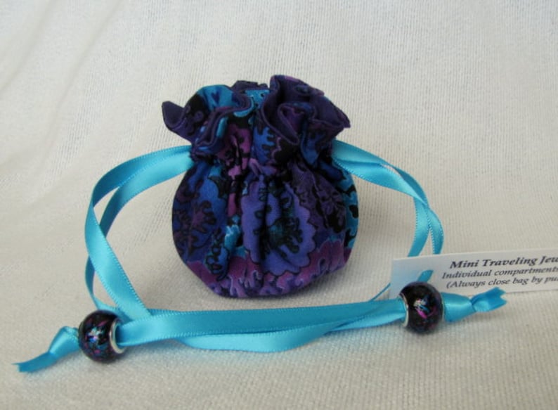 Jewelry Tote Travel Drawstring Pouch Bag for Jewelry Mini Size NIGHT VIOLET
