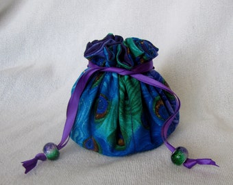 Fabric Jewelry Bag - Medium Size - Tote - FEATHER DANCE