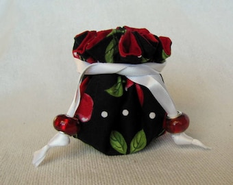 Travel Jewelry Pouch - Mini Size - Tote for Jewelry - Fabric Drawstring Bag - CHERRY PICK