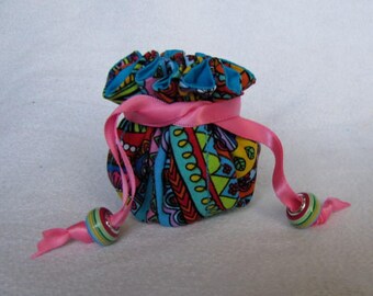 Jewelry Tote - Mini Size - Drawstring Jewelry Pouch - CELEBRATE