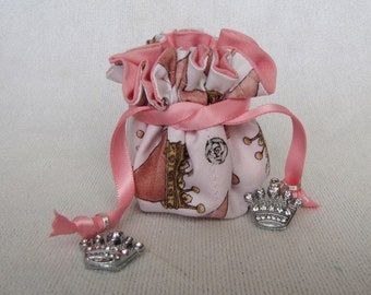 Jewelry Bag - Mini Size - Drawstring Tote - Pouch - Jewelry Bag - PRINCESS TOES