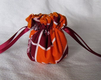 College Team Jewelry Bag - Mini Size - Drawstring Jewelry Pouch - VIRGINIA TECH HOKIES