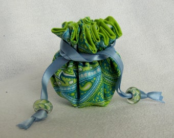 Traveling Jewelry Bag - Mini Size - Drawstring Pouch - Travel Jewelry Tote - WATERFALL MIST