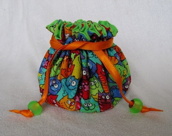 Jewelry Bag - Medium Size - Drawstring Pouch - Traveling Jewelry Bag - Tote - CATTITUDE
