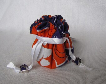 Jewelry Tote - Mini Size - College Jewelry Bag - Pouch - CLEMSON TIGERS