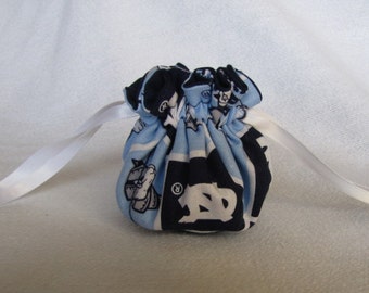 Jewelry Bag - Mini Size - College Team Jewelry Bag - Jewelry Tote - Drawstring Bag - UNC TAR HEELS