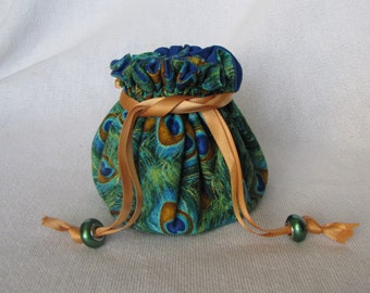 Jewelry Bag - Medium Size - Drawstring Jewelry Pouch - Jewelry Tote - FEATHERED FRIZZLE