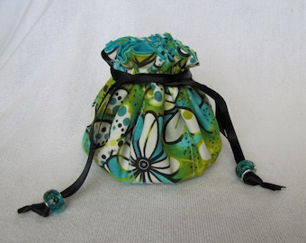 Drawstring Jewelry Tote - Medium Size - Fabric Pouch - Bag for Jewelry SAND DUNE LAGOON