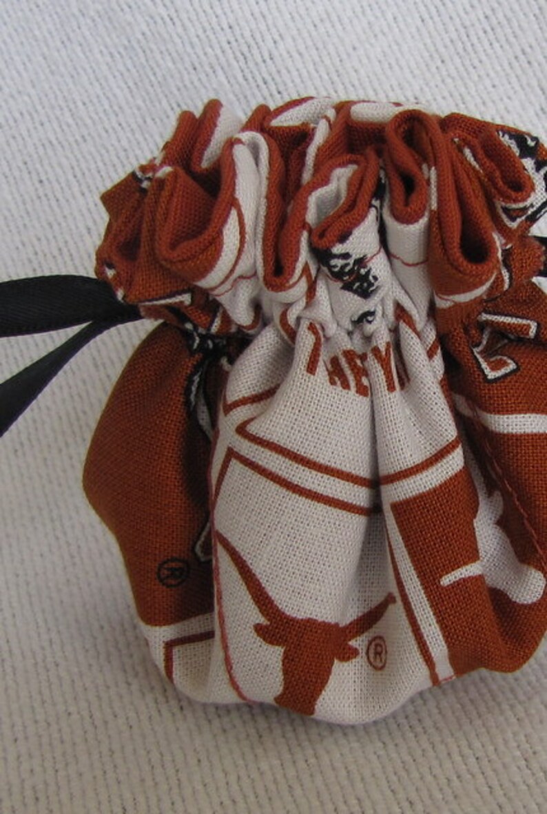 College Team Jewelry Bag Mini Size Drawstring Travel Pouch TEXAS LONGHORNS image 2