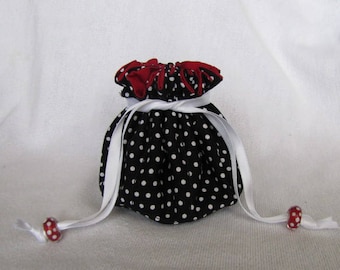 Fabric Jewelry Pouch - Medium Size - Bag - Traveling Drawstring Pouch - SPOTS A LOTA