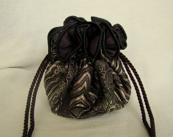 Brocade Jewelry Bag - Luxury Size - Jewelry Tote - PLUMERIA