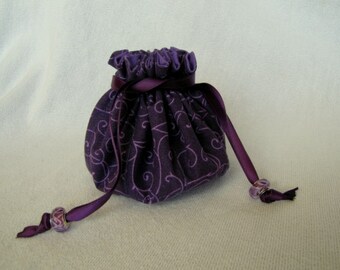 Drawstring Jewelry Pouch - Medium Size - Jewelry Tote - Travel Bag - PURPLE POP