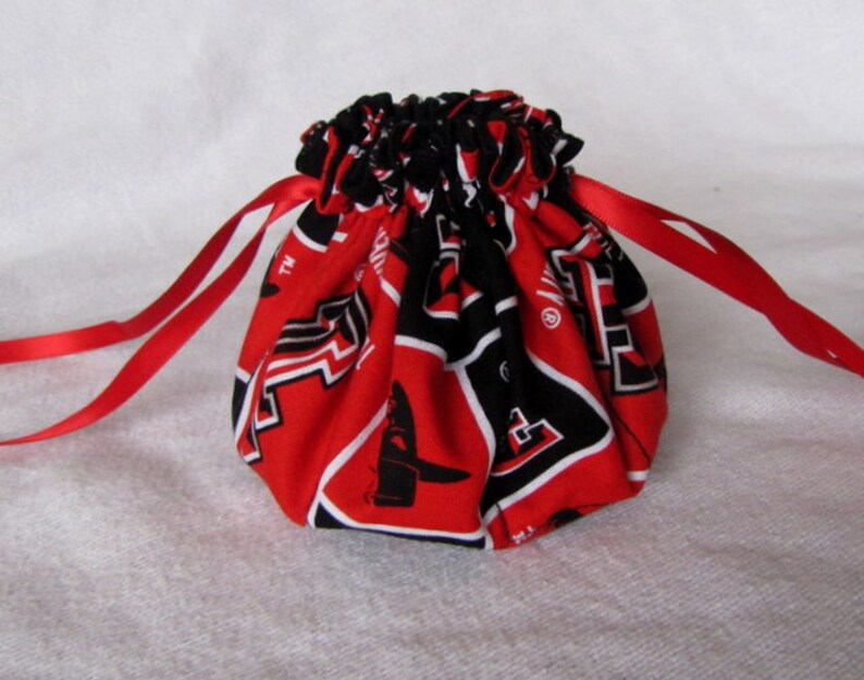 College Team Jewelry Bag Medium Size Travel Jewelry Pouch Fabric Jewelry Tote TEXAS TECH image 1