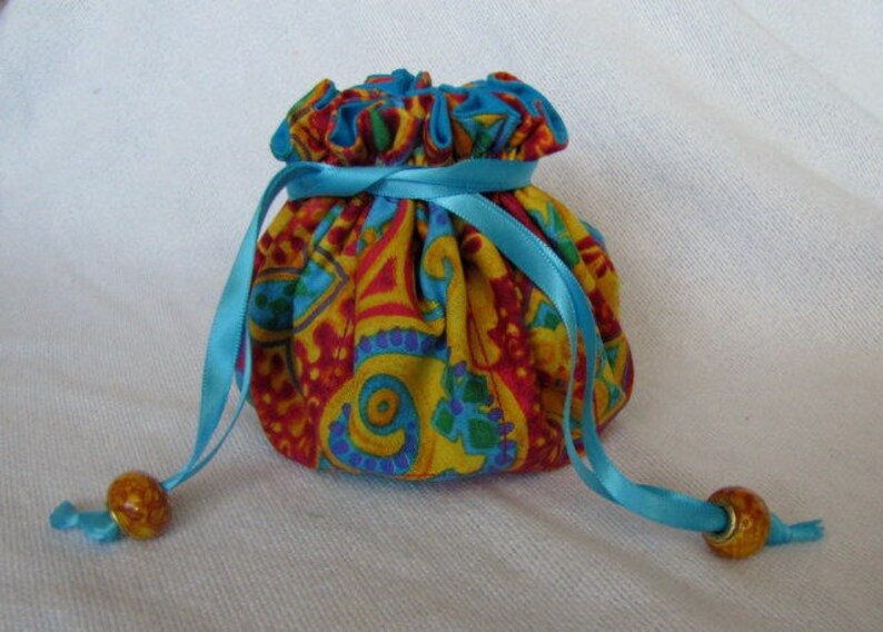 Jewelry Bag with Glass Beads Medium Size Jewelry Travel Pouch PAINTED DESERT image 1