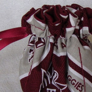 College Team Jewelry Bag Mini Size Drawstring Pouch Jewelry Tote TEXAS A & M AGGIES image 2