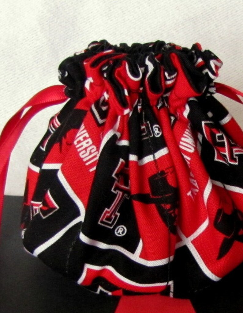 College Team Jewelry Bag Medium Size Travel Jewelry Pouch Fabric Jewelry Tote TEXAS TECH image 2