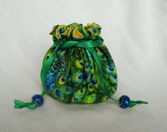 Traveling Jewelry Tote - Medium Size - Pouch - PEACOCK STRUT