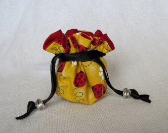 Sac à bijoux - Mini Taille - Pochette en tissu - Sac à bijoux à cordon de serrage - LADYBUG LADYBUG