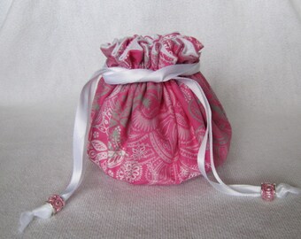 Jewelry Bag - Medium Size - Drawstring Jewelry Pouch - Traveling Jewelry Pouch - VINTAGE LACE