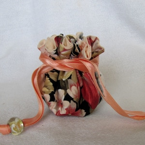Jewelry Bag - Mini Size - Drawstring Jewelry Pouch - Travel Tote - ROSE GARDEN