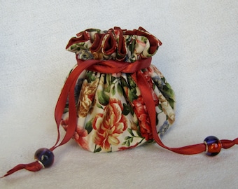 Travel Jewelry Bag - Medium Size - Drawstring Jewelry Pouch - Travel Tote - TEA PARTY