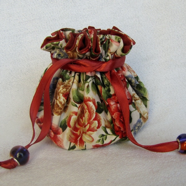 Travel Jewelry Bag - Medium Size - Drawstring Jewelry Pouch - Travel Tote - TEA PARTY