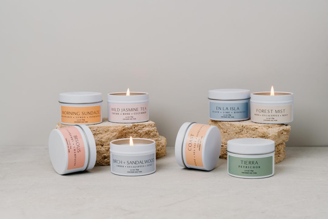 Personalized 3 Oz White Mini Tin Candle - Scented Coconut Soy Wax Gift ...