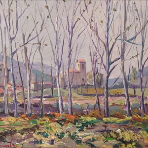 Paysage post impressionniste - Huile sur toile