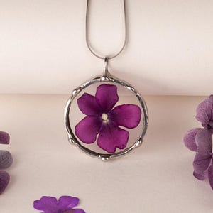 Violet Necklace Flower Stained Glass Pendant Pressed Flower Art Custom Stained Glass Necklace Grandmother Christmas Gift Handmade Product
