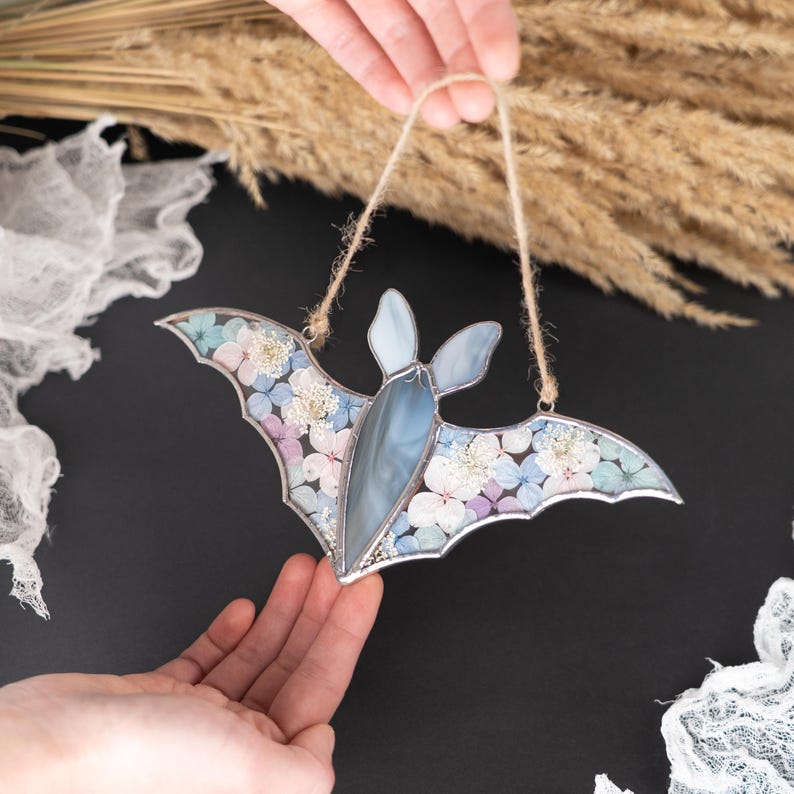 cute bat stained glass halloween decor