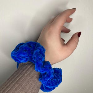 Può includere: Un elastico per capelli soffice e blu brillante.