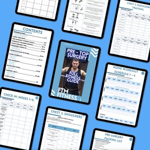 Puede incluir: Una gu&iacute;a digital para la aptitud f&iacute;sica previa a la cirug&iacute;a superior, que incluye una gu&iacute;a completa de aptitud f&iacute;sica, horarios de entrenamiento y una lista de empaque. La gu&iacute;a incluye una lista de verificaci&oacute;n para realizar un seguimiento del progreso, una gu&iacute;a de nutrici&oacute;n y una secci&oacute;n sobre ayuda quir&uacute;rgica.