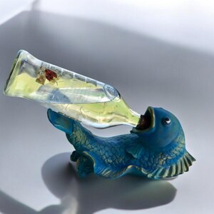 Turquoise Fish Bottle Holder & Wine Rack – Handmade (29x16cm)