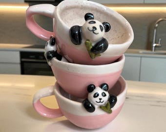 Handgemaakte pandamok – schattige keramische koffiekop voor dierenliefhebbers