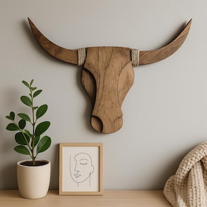 Tête De Taureau XXL 60 Cm – Décoration Murale Style Vintage – Noir/gris – Palette INT