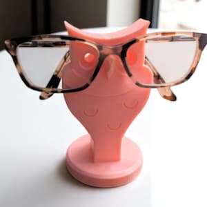Owl Eyeglass Holder Stand – Wooden Glasses Organizer for Desk or Nightstand