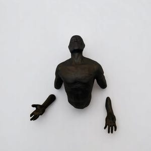 Handmade Wall Man Sculpture – 3D Wall Decor – Painted Climbing Man Statue 45x36cm