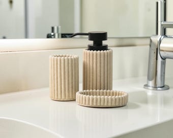 Handmade Stone Powder 3 Piece Soap Dispenser Set