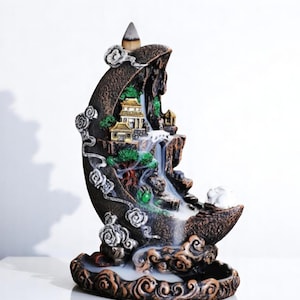 Handmade Incense Waterfall Burner – Ceramic Backflow Holder 18x13cm