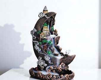 Handmade Incense Waterfall Burner – Ceramic Backflow Holder 18x13cm