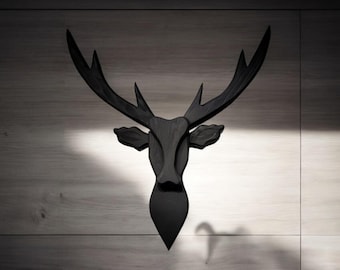 Handmade Wooden Deer Head Wall Decor – 80x80 cm