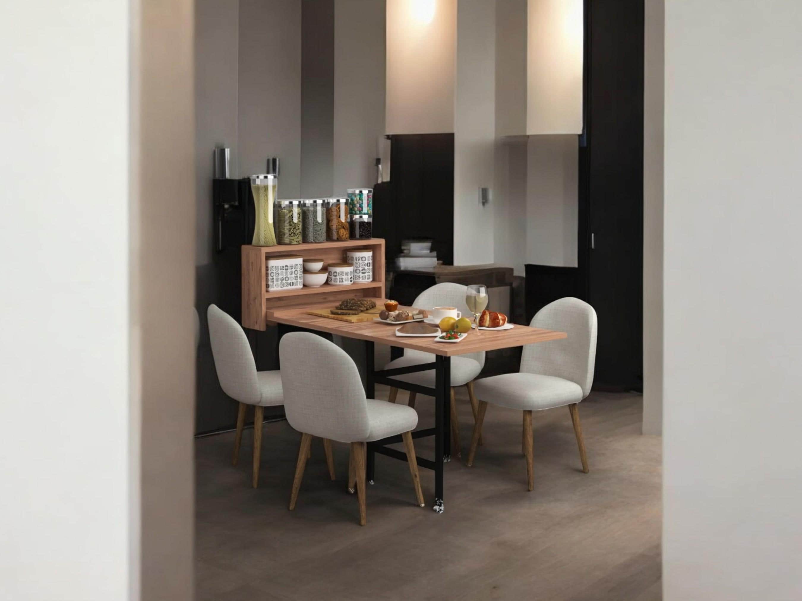 Handmade Solid Wood Wall Mounted Foldable Table | Space Saving Dining ...
