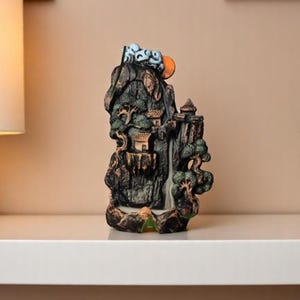 Handmade Mountain Backflow Incense Burner – Cascading Smoke Waterfall Decor