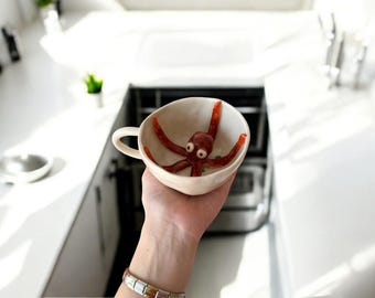 Handmade Octopus Mug - Unique Ceramic Cup for Sea Lovers
