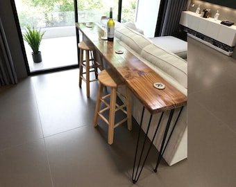 Handmade Solid Wood Bar Table – Rustic Console for Kitchen or Living Room (152x38 cm)