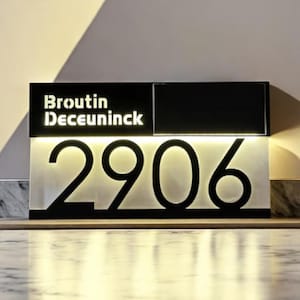 Numero civico solare personalizzato con luce LED - Targa con nome della famiglia tagliato al laser 3D per uso esterno