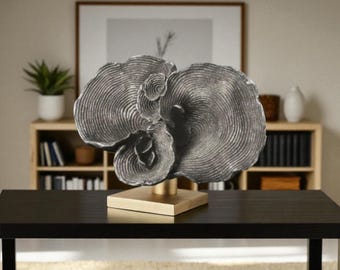 Escultura de coral grande hecha a mano – Decoración costera oceánica, pieza náutica para mesa (32 x 26 cm)