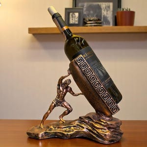 Handmade Wine Holder Sculpture – Unique Decorative Gift for Wine Lovers