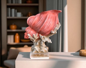 Handmade Coral Seashell Vase – Coastal Decorative Ocean Sculpture, 26x20 cm